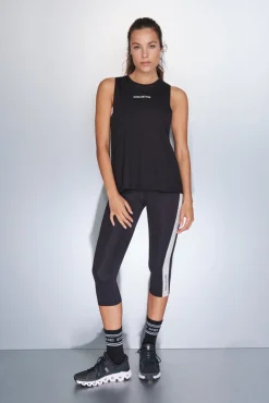 T-shirt halter sem mangas de algodão preto
