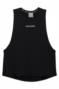 T-shirt halter sem mangas de algodão preto