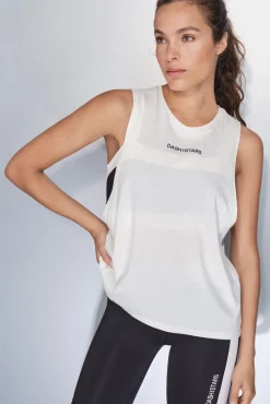 T-shirt halter sem mangas de algodão branco