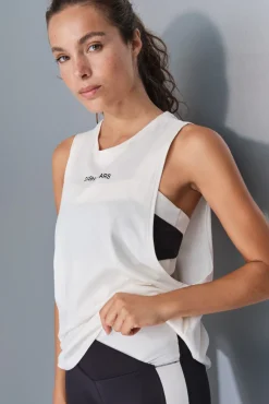 T-shirt halter sem mangas de algodão branco