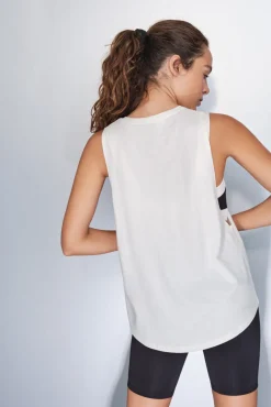 T-shirt halter sem mangas de algodão branco