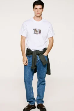 T-shirt manga com estampa 100% algodão orgânico