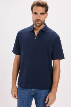 T-shirt polo com fecho-éclair