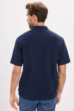 T-shirt polo com fecho-éclair