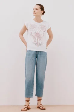 T-shirt sem mangas estampada