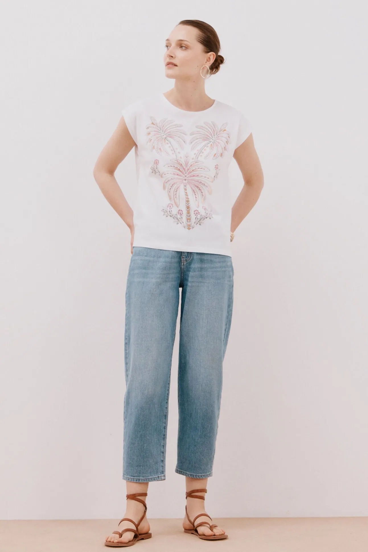 T-shirt sem mangas estampada