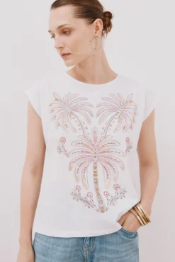 T-shirt sem mangas estampada