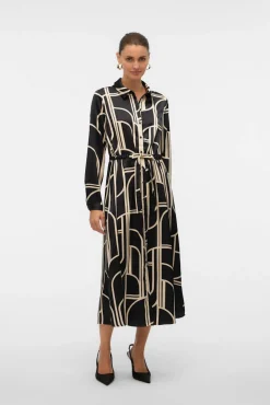 vestido camisa de cetim 7/8