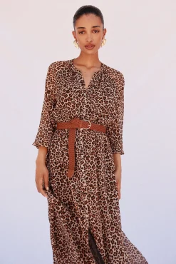 Vestido camisa estampado com cinto