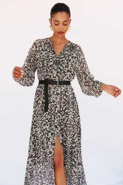 Vestido camisa estampado com cinto