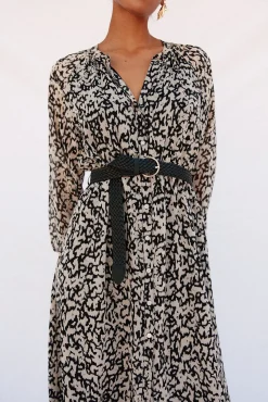 Vestido camisa estampado com cinto