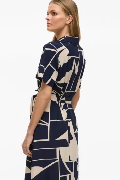 Vestido camisa midi com nó