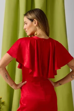 Vestido capa jacquard coleção evento
