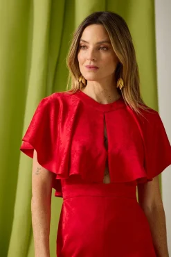 Vestido capa jacquard coleção evento