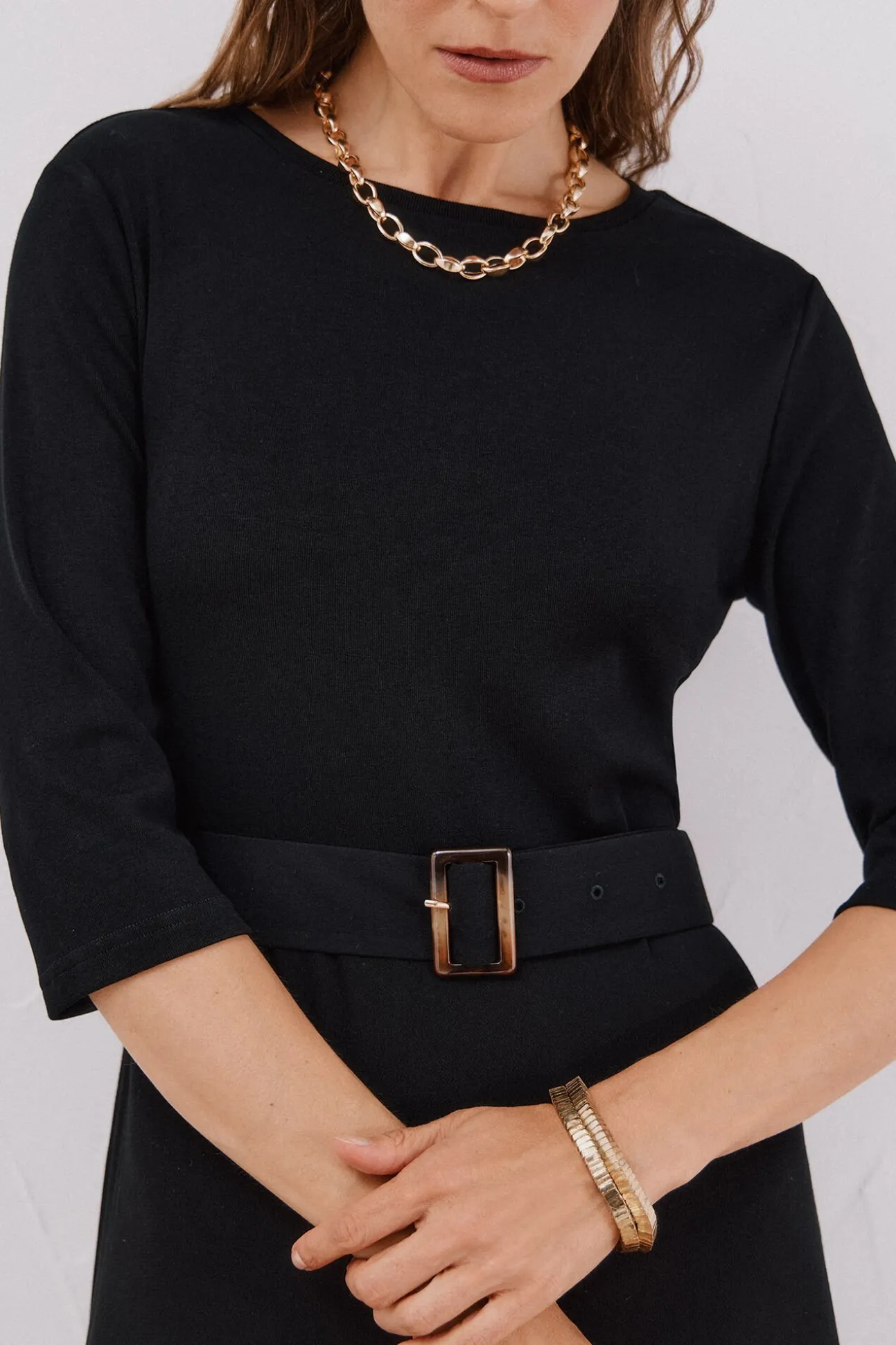 Vestido combinado com cinto