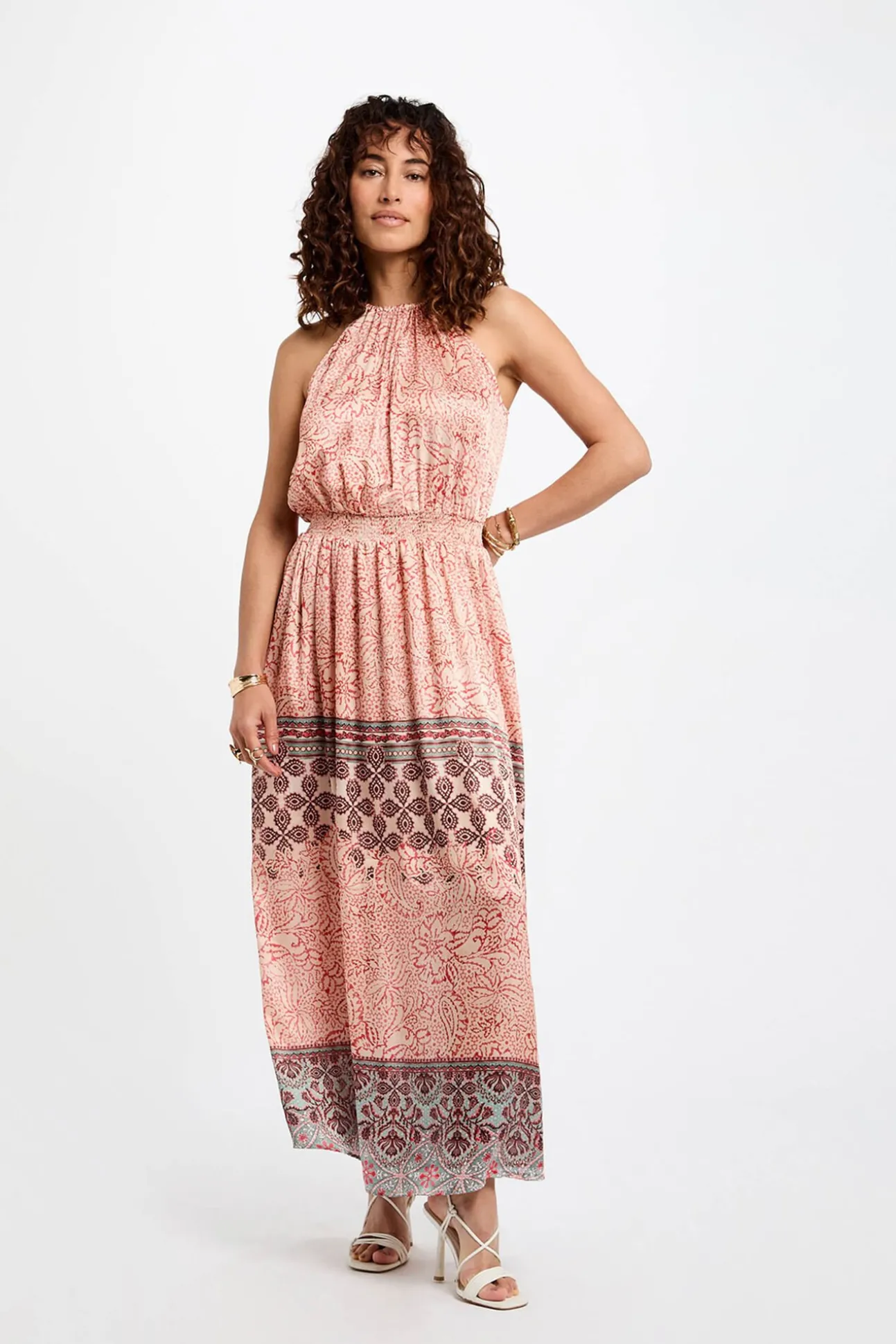 Vestido comprido reto estampado