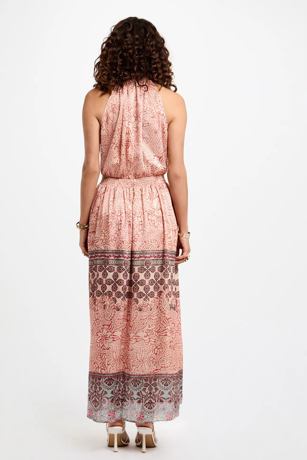Vestido comprido reto estampado