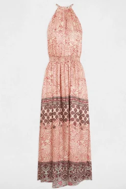 Vestido comprido reto estampado