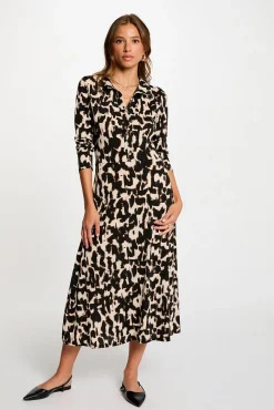 Vestido comprido reto estampado