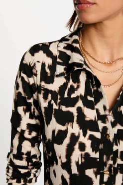 Vestido comprido reto estampado