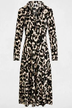 Vestido comprido reto estampado