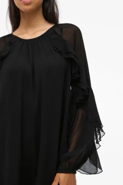 Vestido curto com babados