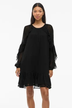 Vestido curto com babados