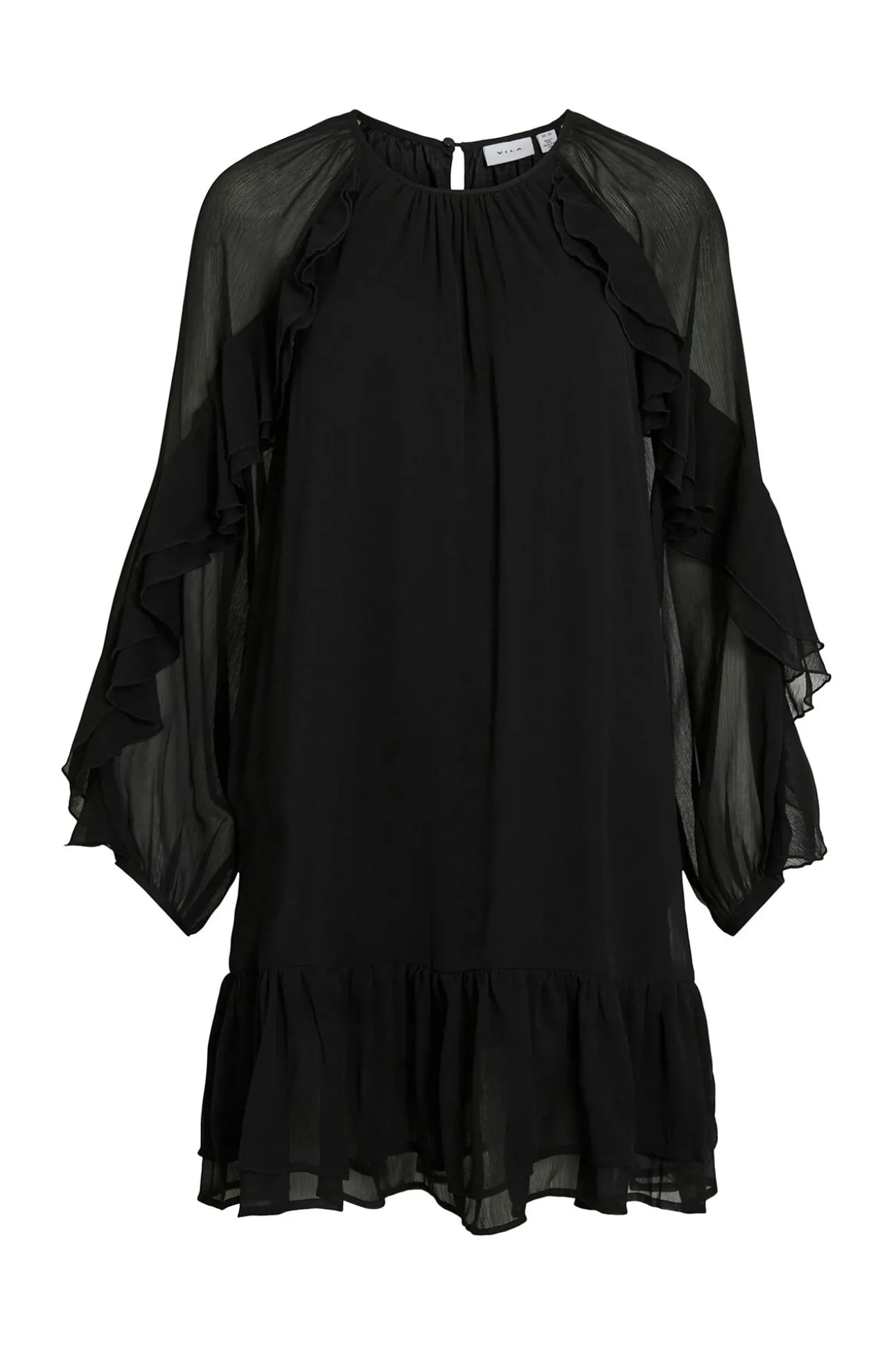 Vestido curto com babados