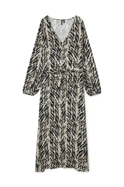 Vestido curto com decote em bico e gola manga comprida