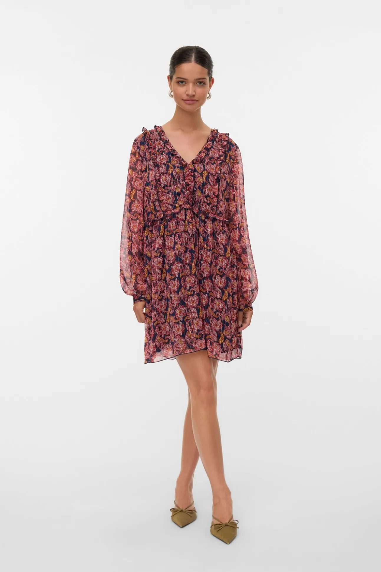 Vestido curto de chiffon