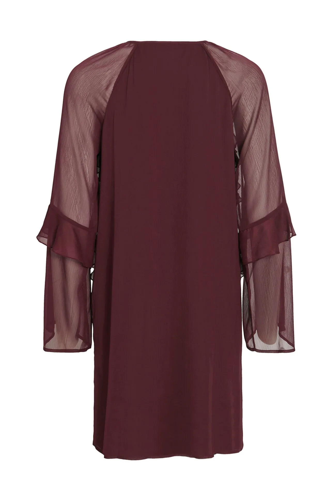 Vestido curto de chiffon com babados