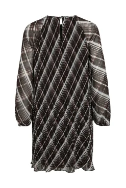Vestido curto de chiffon plissado