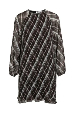 Vestido curto de chiffon plissado