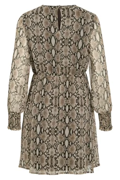 Vestido curto de chiffon com estampado de cobra