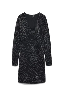 Vestido curto de lurex de manga