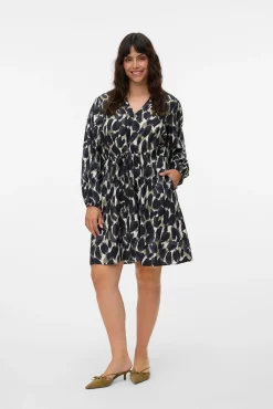 Vestido curto de manga comprida Curve