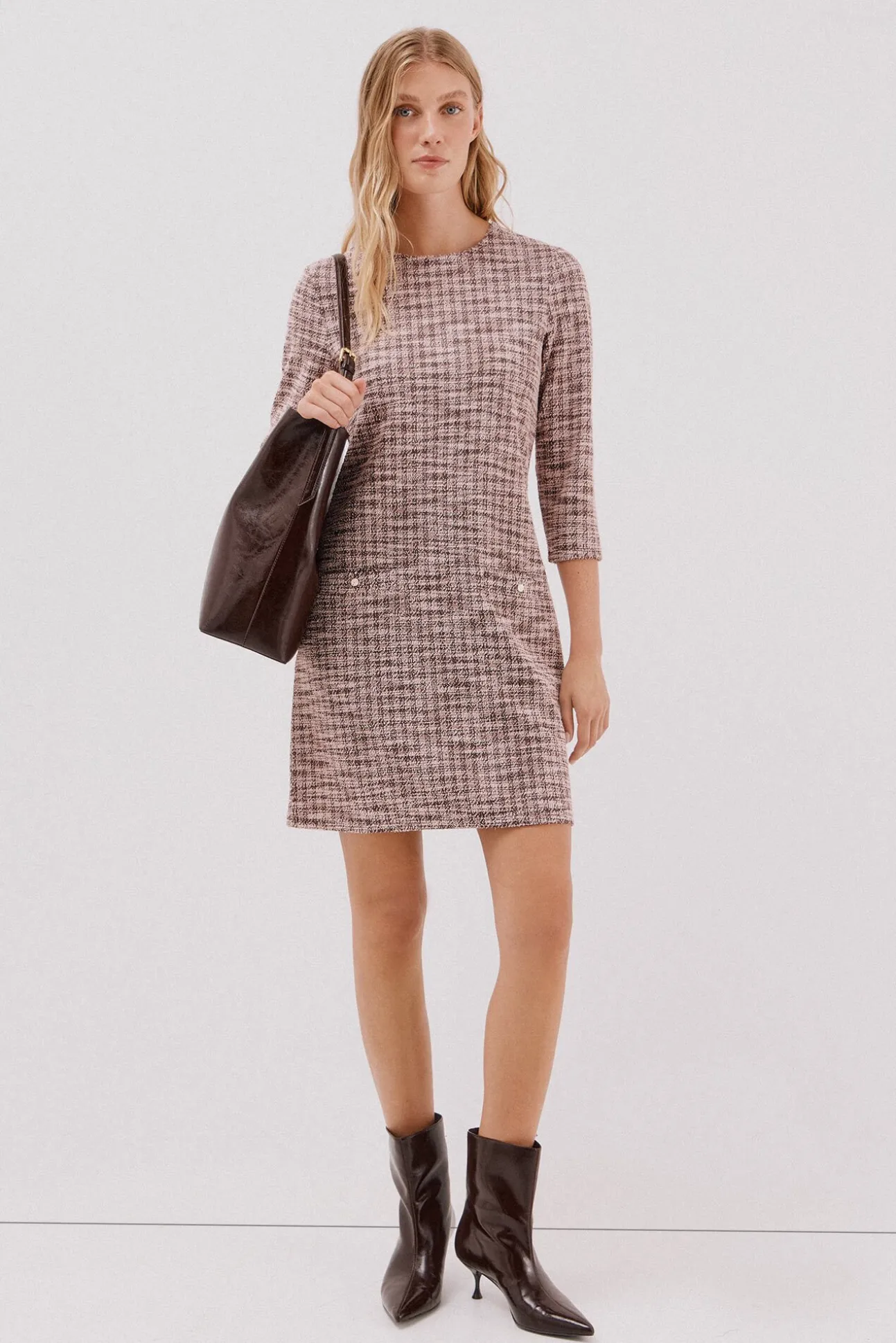 Vestido curto de tweed