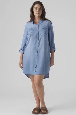 Vestido curto denim tamanho grande