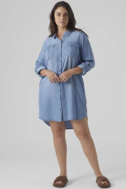 Vestido curto denim tamanho grande