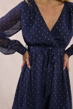 Vestido curto estampado de manga comprida