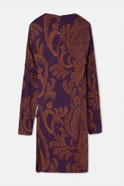 Vestido curto estampado drapeado