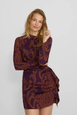 Vestido curto estampado drapeado