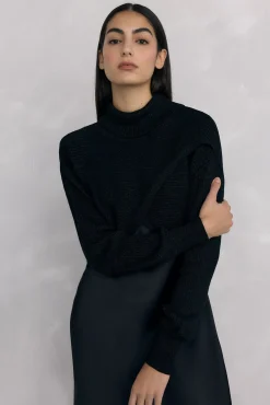 Vestido de cetim combinado com top de malha lurex