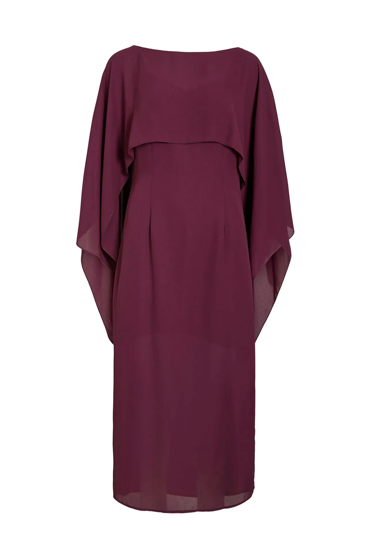 Vestido de chiffon com capa