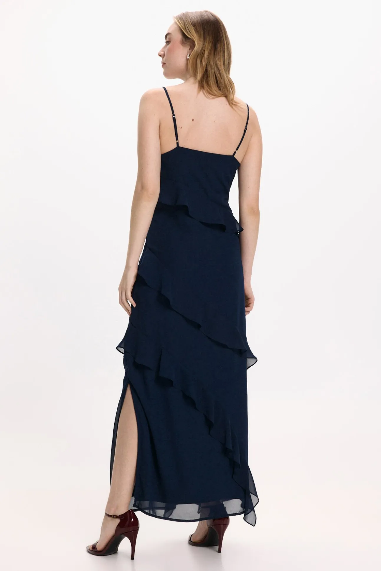 Vestido de festa midi de chiffon