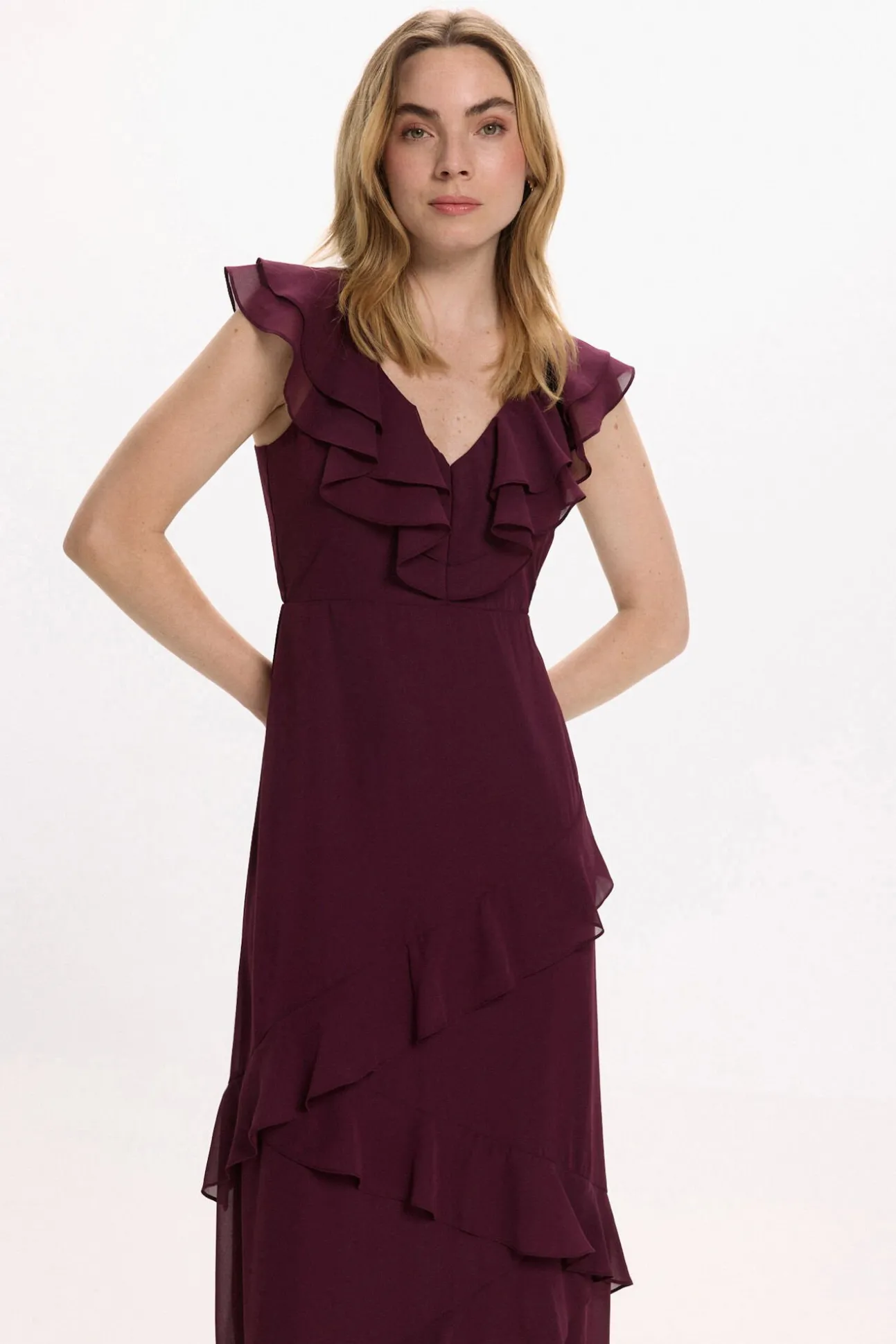 Vestido de festa midi de chiffon