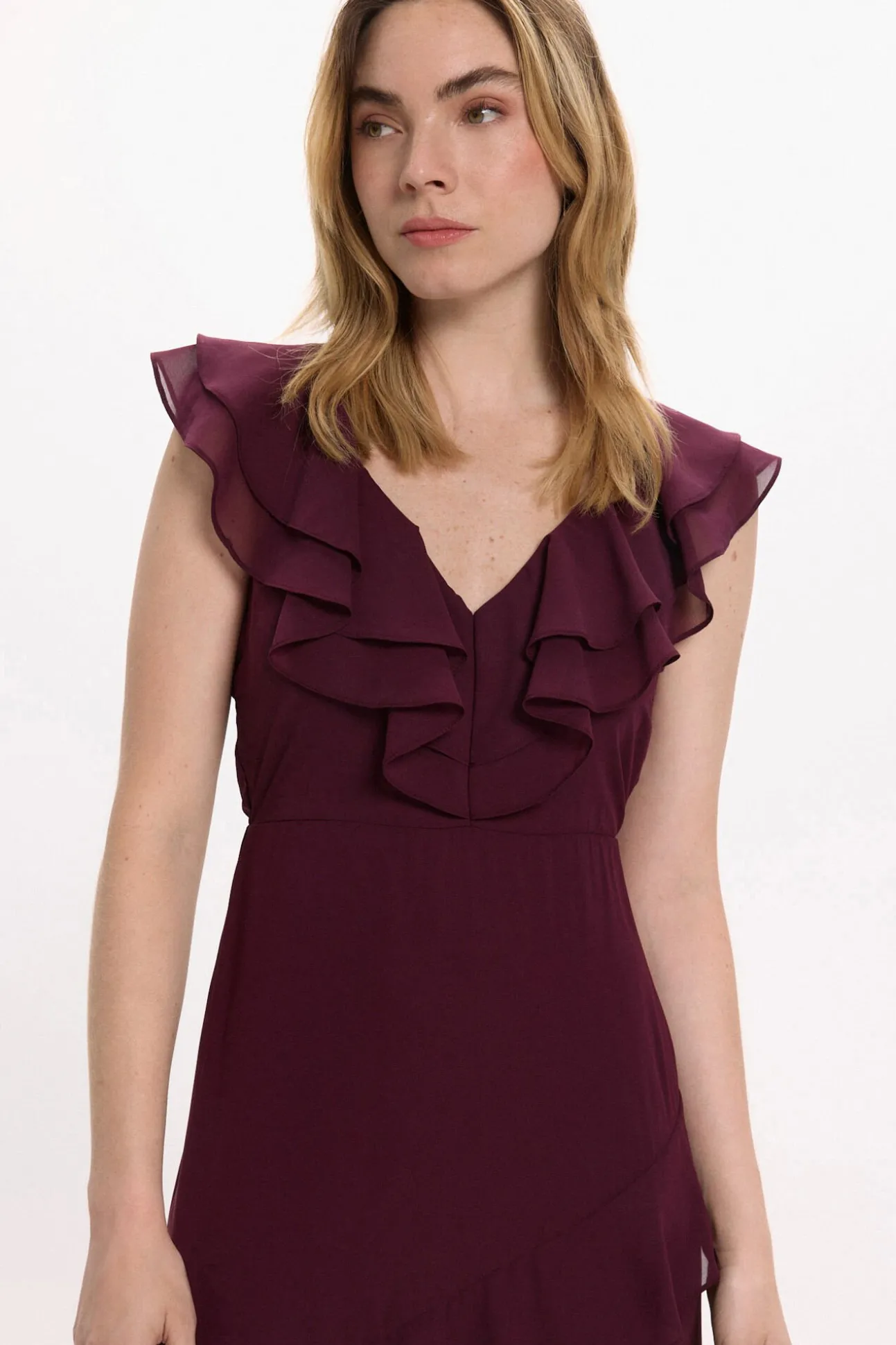 Vestido de festa midi de chiffon