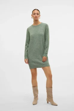 Vestido de malha com malha gola redonda