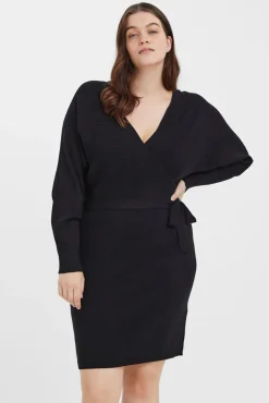 Vestido de malha cruzado de tamanho grande