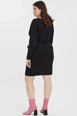 Vestido de malha cruzado de tamanho grande